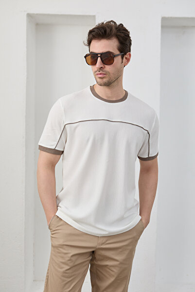 RAVANELLI Чоловіча бавовняна футболка з м'якою текстурою з вирізом на шиї