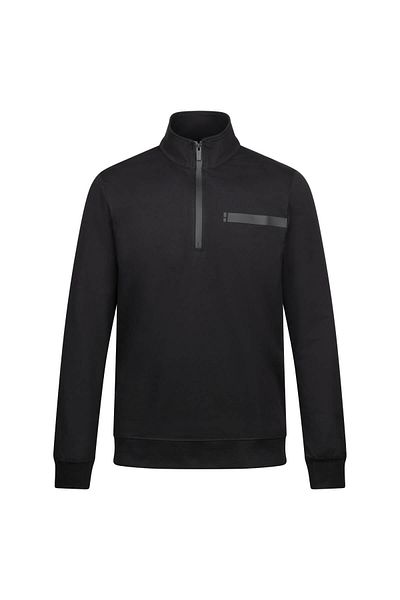 Hatemoğlu Black Regular Fit Zippered Half Turtleneck Cotton Sweatshirt