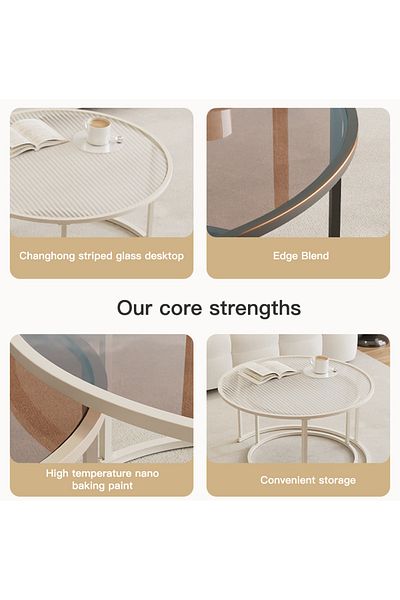 sharpdo Creative Combination Circular Coffee Table 60*60*45&45*45*40CM