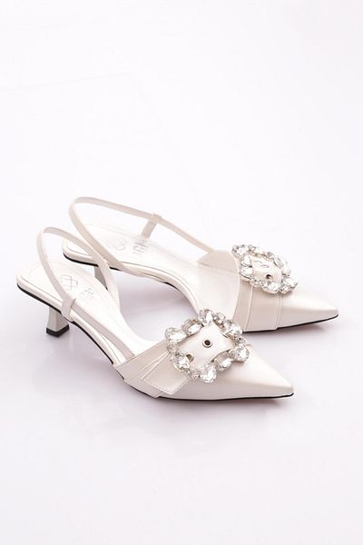 DGN Pantofi de seara cu toc brodat cu piatra de dama Sedef 7218535