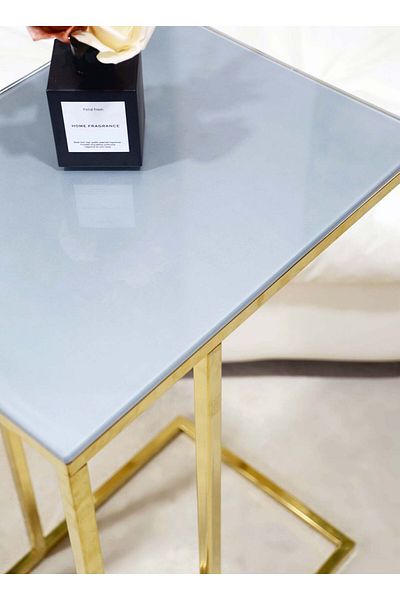 sharpdo Square Coffee Table, Simple Modern Living Room, Home Tempered Glass, Light Luxury Style Side Table