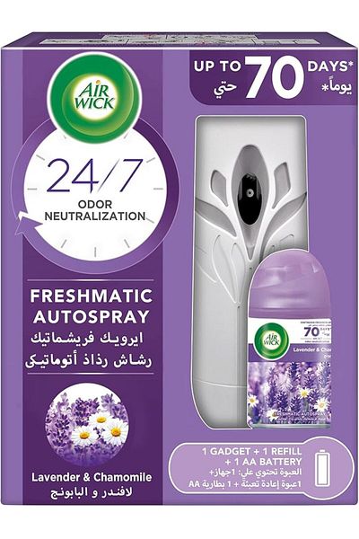 Air Wick Freshmatic Auto Spray Lavender & Chamomile, Gadget & 1 Refill, 250ml, Eliminates Odour