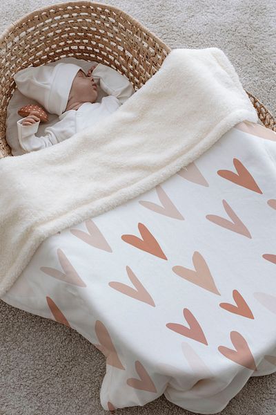 Tuğba Kuğu Plush Double Face Blanket - Blue Star and Rainbow