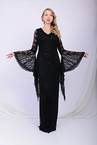 GATSBYLADY LONDON BRİGİD - EL İŞLEMELİ , TAŞEL DETAYLI ELBİSE