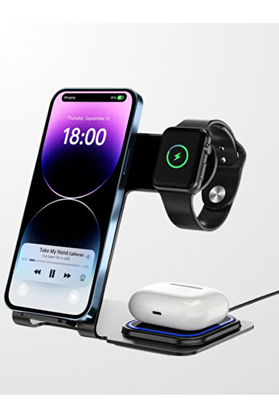 Tech&bello accessories 3'ü 1 Arada 15w Kablosuz Şarj Standı Seti Y9