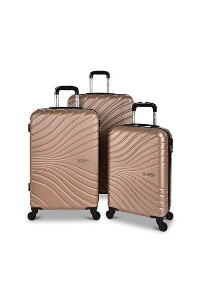 New Travel Hard Luggage Set, ABS Trolley Travel Bag, with Combination Lock and 4 Wheels NT802/3P-Champagne
