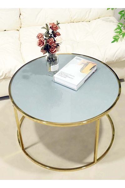 sharpdo Round Coffee Table, Simple Modern Living Room, Home Tempered Glass, Light Luxury Style Side Table
