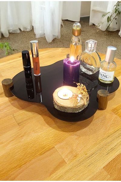PEKA Decorative Wooden Leg Plexiglass Organizer - Makeup & Jewelry Organizer Stand