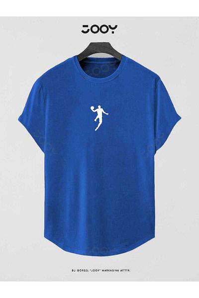Jooy Μπλουζάκι Saks Blue Basketball Player με στάμπα με λεπτή εφαρμογή σε οβάλ κοπή