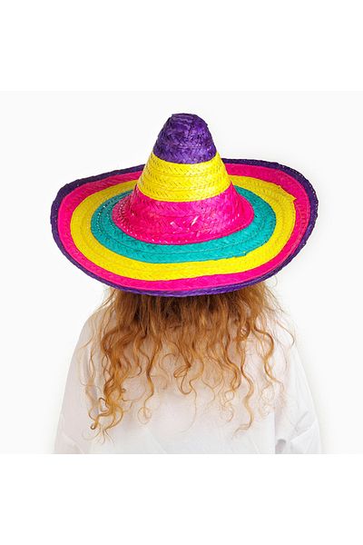 Afrodit Giyim Colorful Knitted Straw Kids Sombrero Mexican Hat
