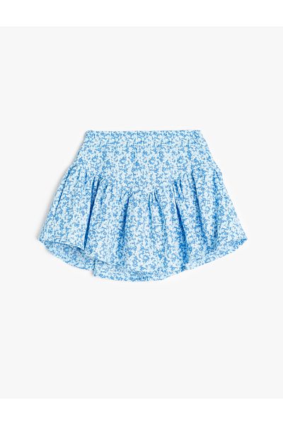 Koton Fusta mini scurtă cu talie elastică plisată cu modele florale
