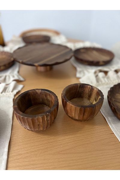 Mirilliahome Acacia Wooden Mini Bowl Set of 2