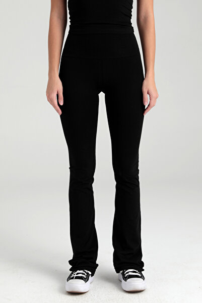 SHEISMONO Ultra Soft Flared Leg Trousers Black