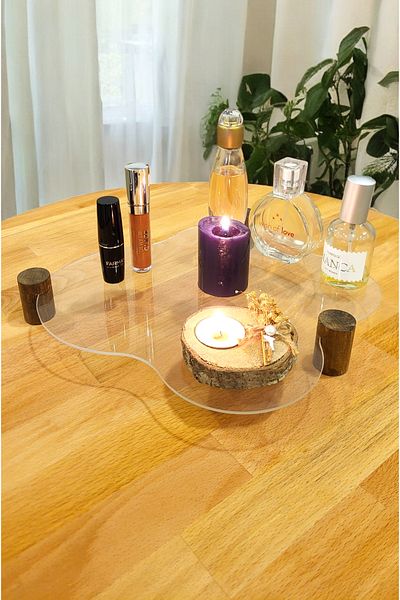 PEKA Decorative Wooden Leg Plexiglass Organizer - Makeup & Jewelry Organizer Stand