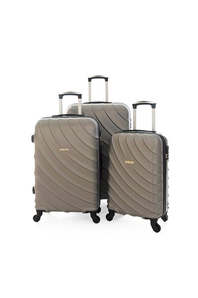 New Travel Hard Luggage Set, ABS Trolley Travel Bag, with Combination Lock and 4 Wheels BR1098/3P-Grey