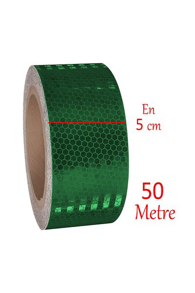 Badem10 Adhesive Night Glowing Reflective 5 cm Reflective Warning Tape 50 Meters Dark Green Color Strip Tape