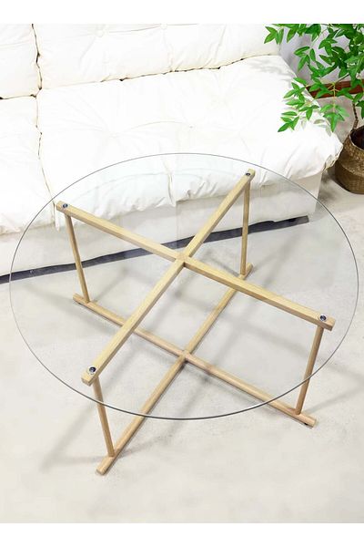 sharpdo Round Coffee Table, Simple Modern Living Room, Home Tempered Glass, Light Luxury Style Side Table