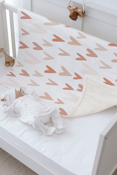 Tuğba Kuğu Plush Double Face Blanket - Blue Star and Rainbow