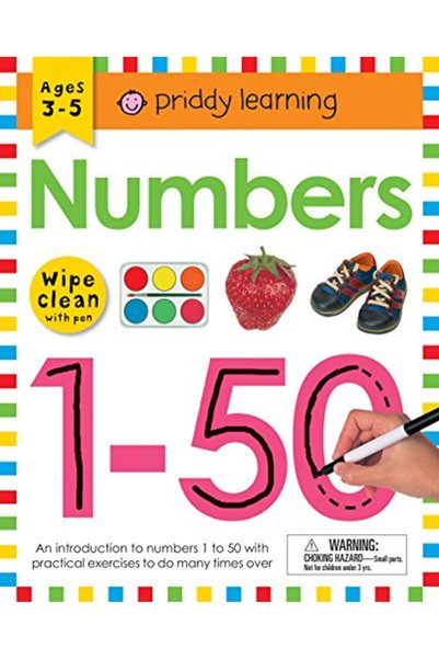 Priddy USA Wipe Clean Workbook Numbers 1-50 Ages 3-5 Wipe-Clean With Pen