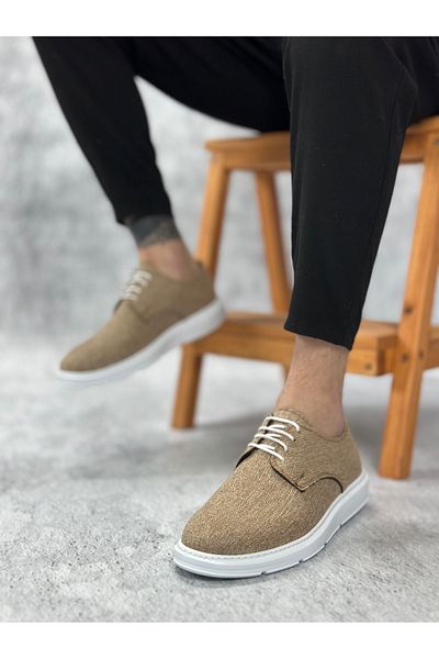 BOA Ba0003 Lace-Up Classic Sports Linen Mustard White Sole Casual Men's Shoes
