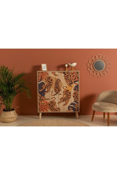 Vivense MULTİKABİN TİGRİS ÇOK AMAÇLI DOLAP, SİLİNDİR AHŞAP AYAK