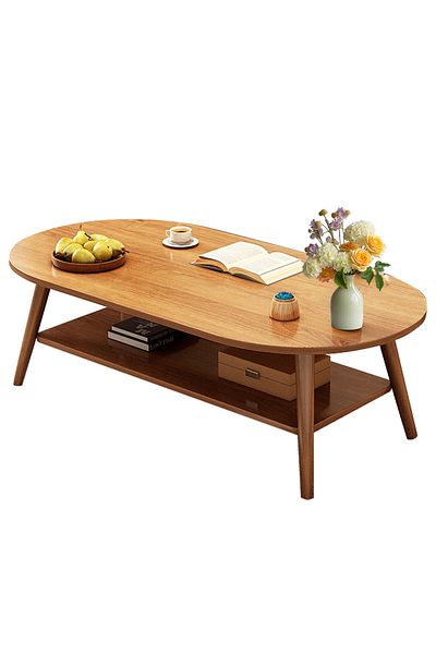 sharpdo Double-Layer Small Apartment Coffee Table, Living Room Sofa Side Table 120*60*42cm