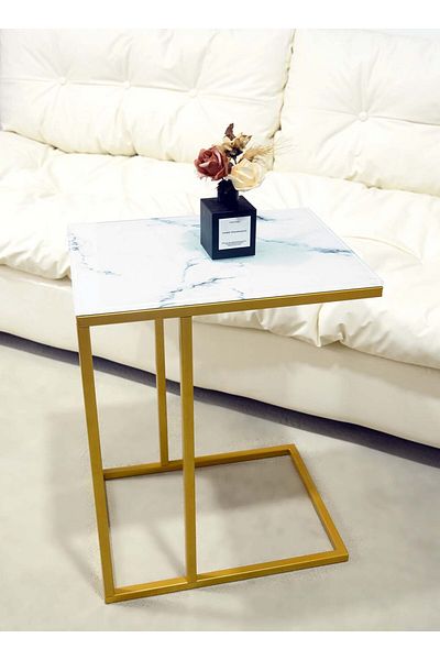 sharpdo Square Coffee Table Simple Modern Living Room Home Tempered Glass Light Luxury Style 40*30*51CM