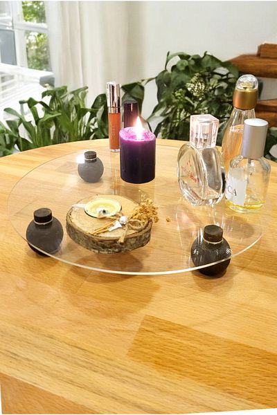 PEKA Decorative Wooden Leg Plexiglass Organizer - Makeup & Jewelry Organizer Stand