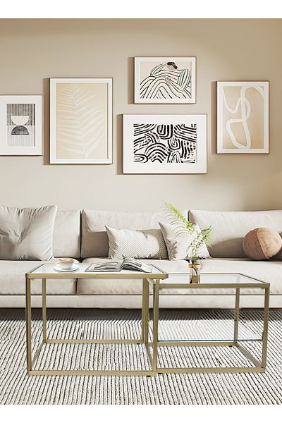 sharpdo Modern Nested Coffee Table Set with High-low Combination Design