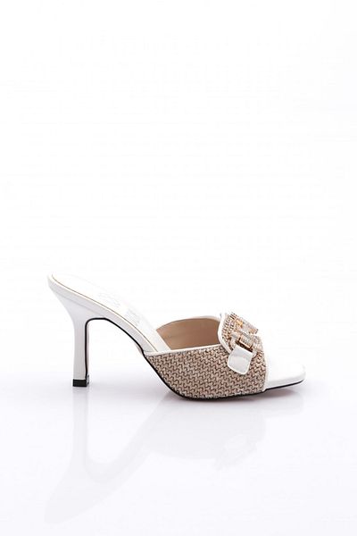 DGN 6304 Women's Heeled Slippers with Metal Accessories