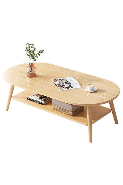 sharpdo Double-Layer Small Apartment Coffee Table, Living Room Sofa Side Table 100*50*42cm