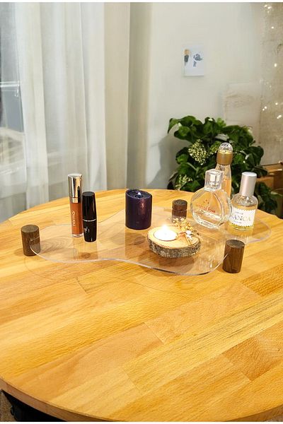 PEKA Decorative Wooden Leg Plexiglass Organizer - Makeup & Jewelry Organizer Stand