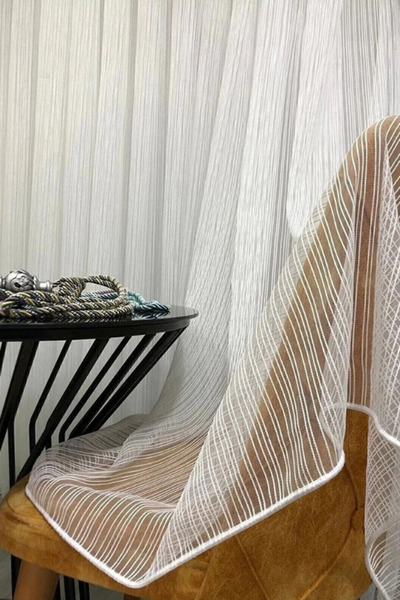 Gülsem Perde Brıllant Çizgili Tül Perde 1/3 Sık Pile Video'lu (ORJİNAL CİZGİLİ TÜL KİRİŞMA YAPMAZ)