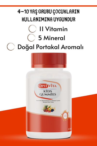 Optivita Kids Gummies Multivitamin ve Mineral Çiğnenebilir Jel 60 adet