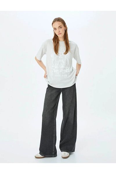 Koton Printed Comfortable Fit Short Sleeve Crew Neck T-Shirt