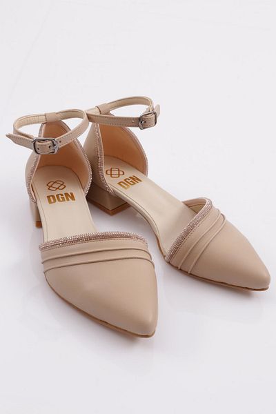 DGN 591 Balerina de damă cu curele la gleznă, piele deschisă