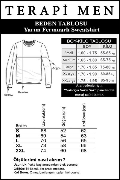Terapi Men Turuncu Yarım Fermuarlı Regular Kalıp Dik Yaka Polar Sweatshirt
