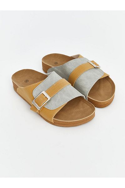 LC Waikiki Papuci de damă LCW STEPS gri cu o singură bandă Velcro