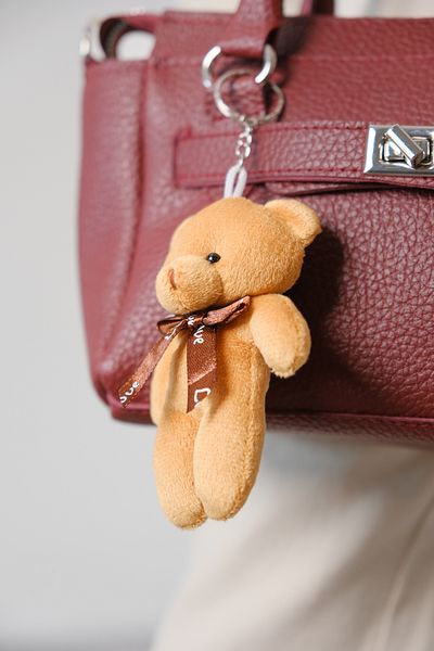 Moda Değirmeni Geantă de mână și de umăr tip baguette pentru femei, roșu Claret, cu ursuleț Md1275-316-0002