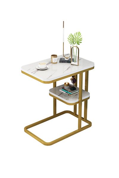 sharpdo 2 Tier Square End Table Sofa Side Table Living Room Small Coffee Table