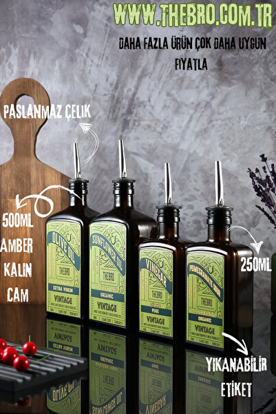 TheBRo Elegance Serisi 4lü Set Zeytinyağı,Ayçiçek Yağı,Nar Ekşisi ve Sirke Si...
