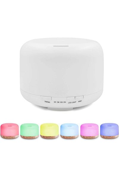 COOYA Air Diffuser,500ML Ultrasonic Aromatherapy Essential Oil Diffuser with 7 Color Light for Home,White