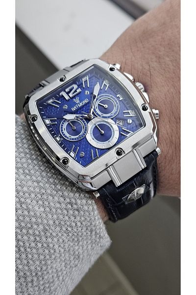 Raymond G831719M Leather Cord Men's Wristwatch - Stainless Steel - 2 Year Warranty