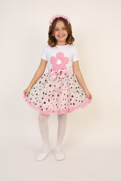 Dıgıl Kids Floral Patterned Skirt / T-Shirt Girl's Top and Bottom Set 23 Apri...
