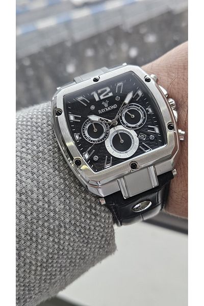 Raymond G831719M Leather Cord Men's Wristwatch - Stainless Steel - 2 Year Warranty