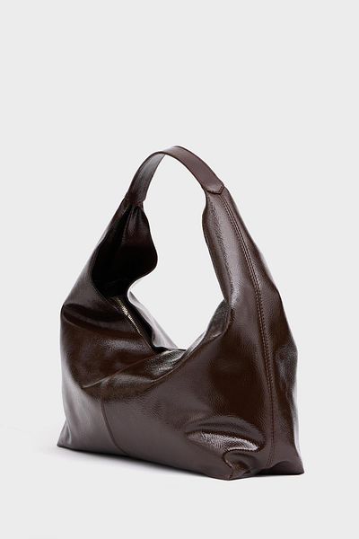 Madamra Brown Patent Leather Women's Shiny Patent Leather Hand and Shoulder Bag