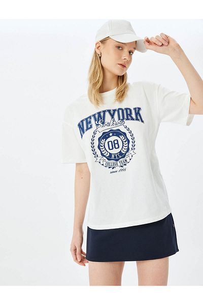 Koton College Printed Crew Neck Short Sleeve T-Shirt