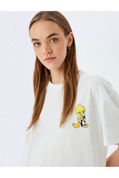 Koton Looney Tunes licencované Tweety potištěné oversize bavlněné tričko