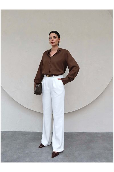 ESRAHELVACI Ecru Pocket Palazzo Trousers