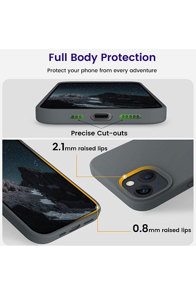 AWH iPhone 14 Case – Sleek Space Gray Silicone, Shockproof, Slim, and Thin for Ultimate Protection
